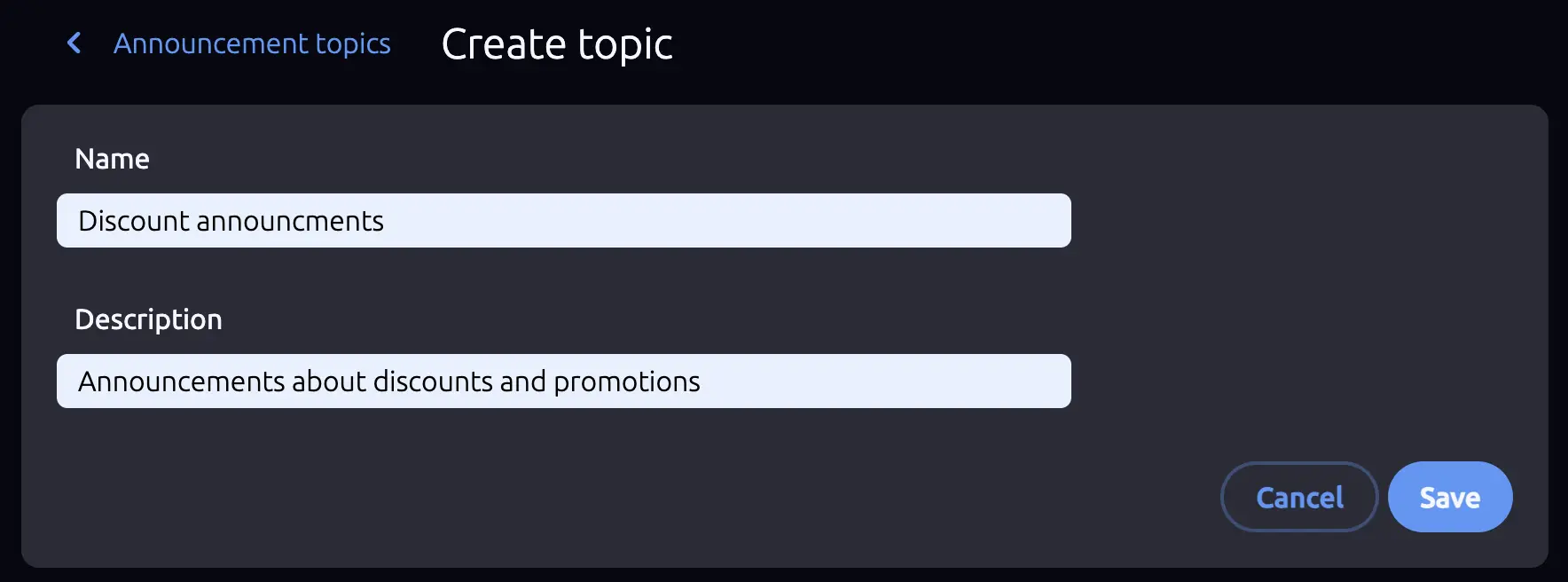 SendStreak create announcement topic