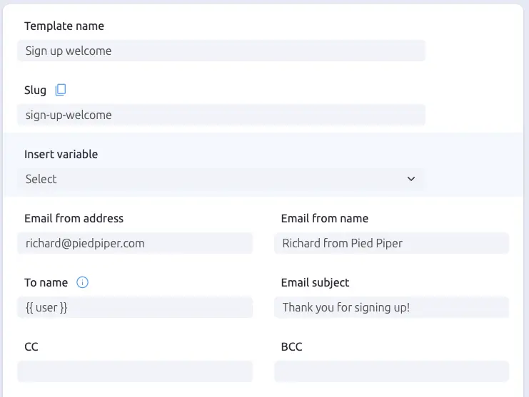 SendStreak template fields